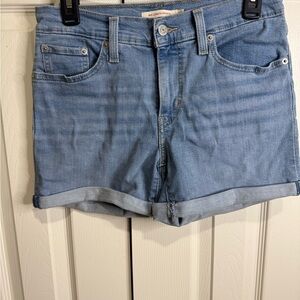 Levi’s Mid Length Denim Shorts Women’s Size 27 Blue Cuffed Casual Summer